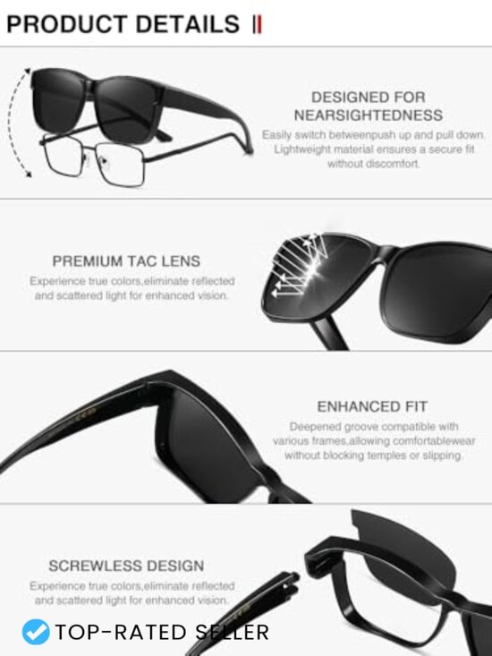 Oversized Fit Over Glasses Sunglasses Trendy Polarized UV Protection Driving main image 5